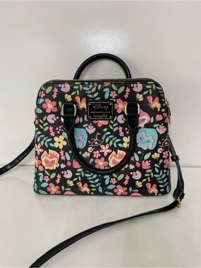 Loungefly Disney Crossbody Satchel Shoulder Bag Alice Black Floral Girlhood